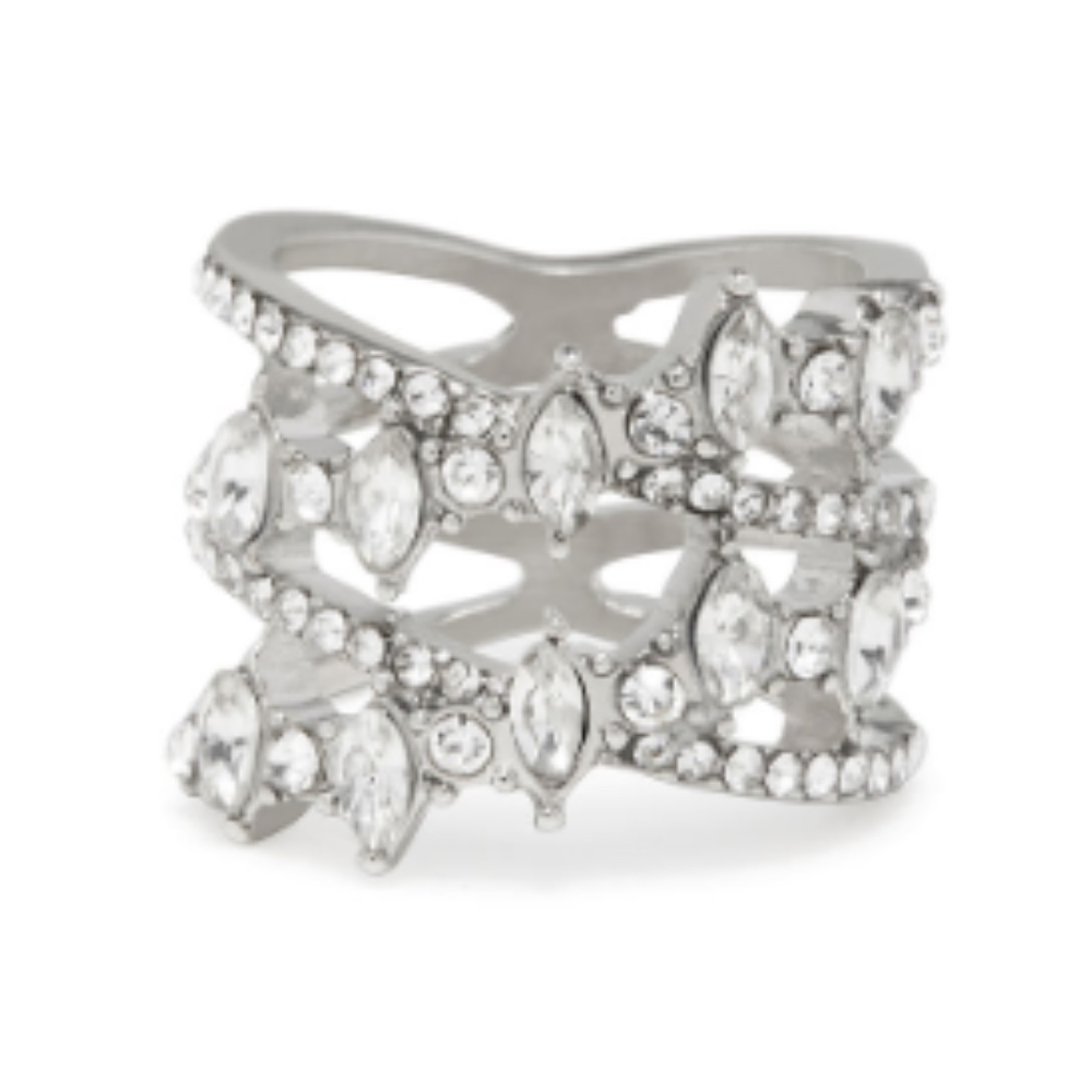 Silver Tone cocktail Ring Size 7 fashion ring hypo allergenic Charming Charlie *
